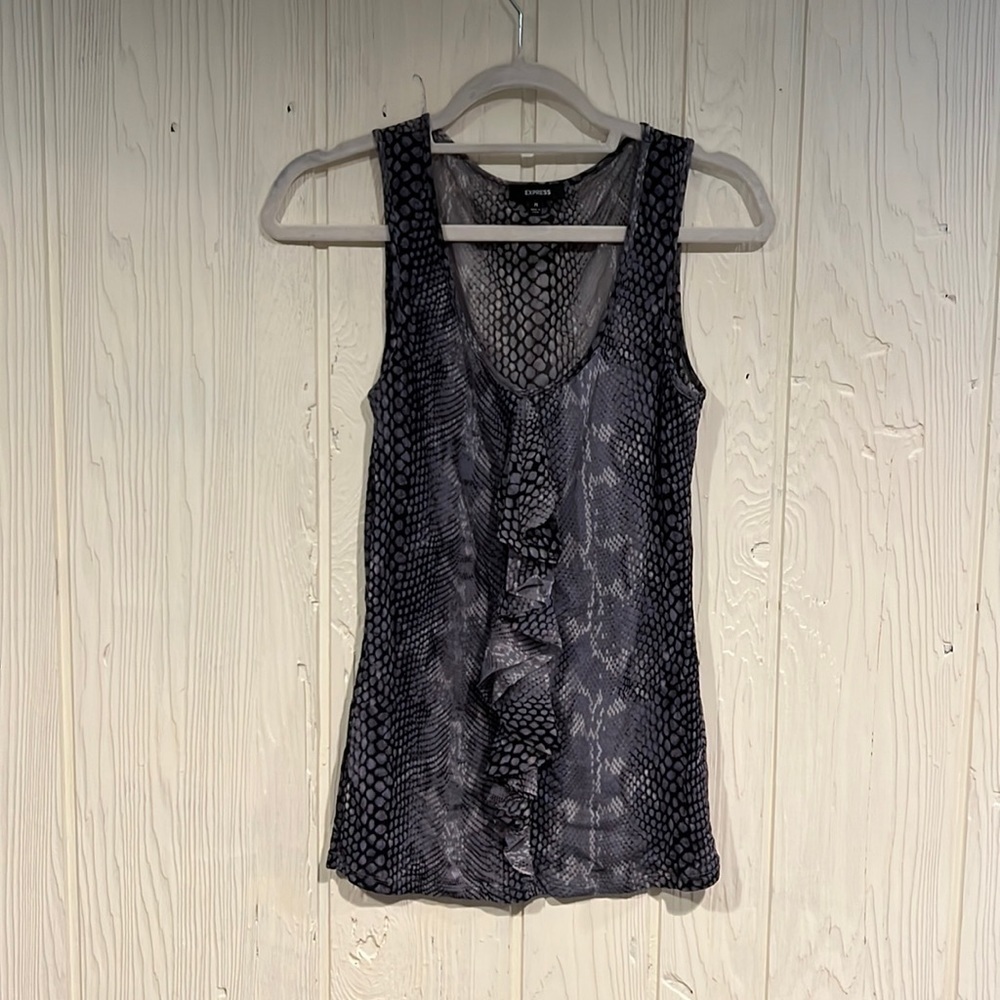 𝅺EXPRESS sleeveless top shear material size medium gray and black